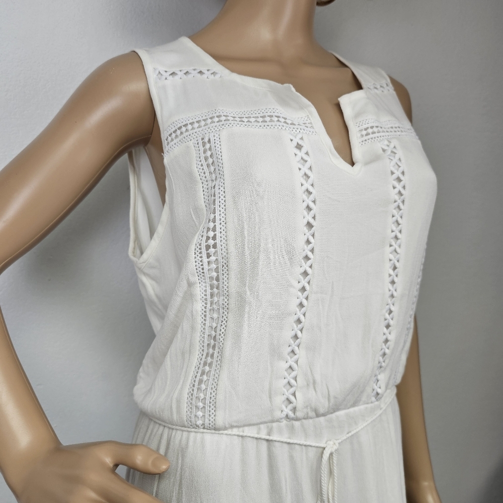 Candalite White Maxi Dress NEW Back Elastic Waist Belt Sz XL Fairy Wedding - Picture 4 of 11